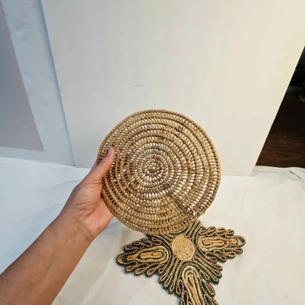 Vintage Woven Straw Trivets - Set of 2